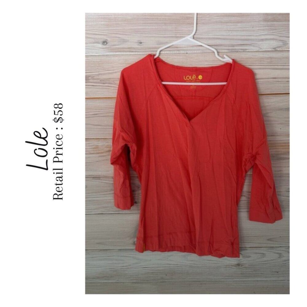 Lole 3/4 Sleeve Top With Distressed Seam Size L